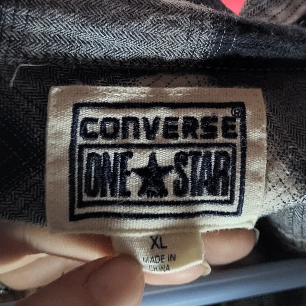 EUC Converse One Star Men's XL Black & White Plaid Flannel Shirt - Picture 5 of 5